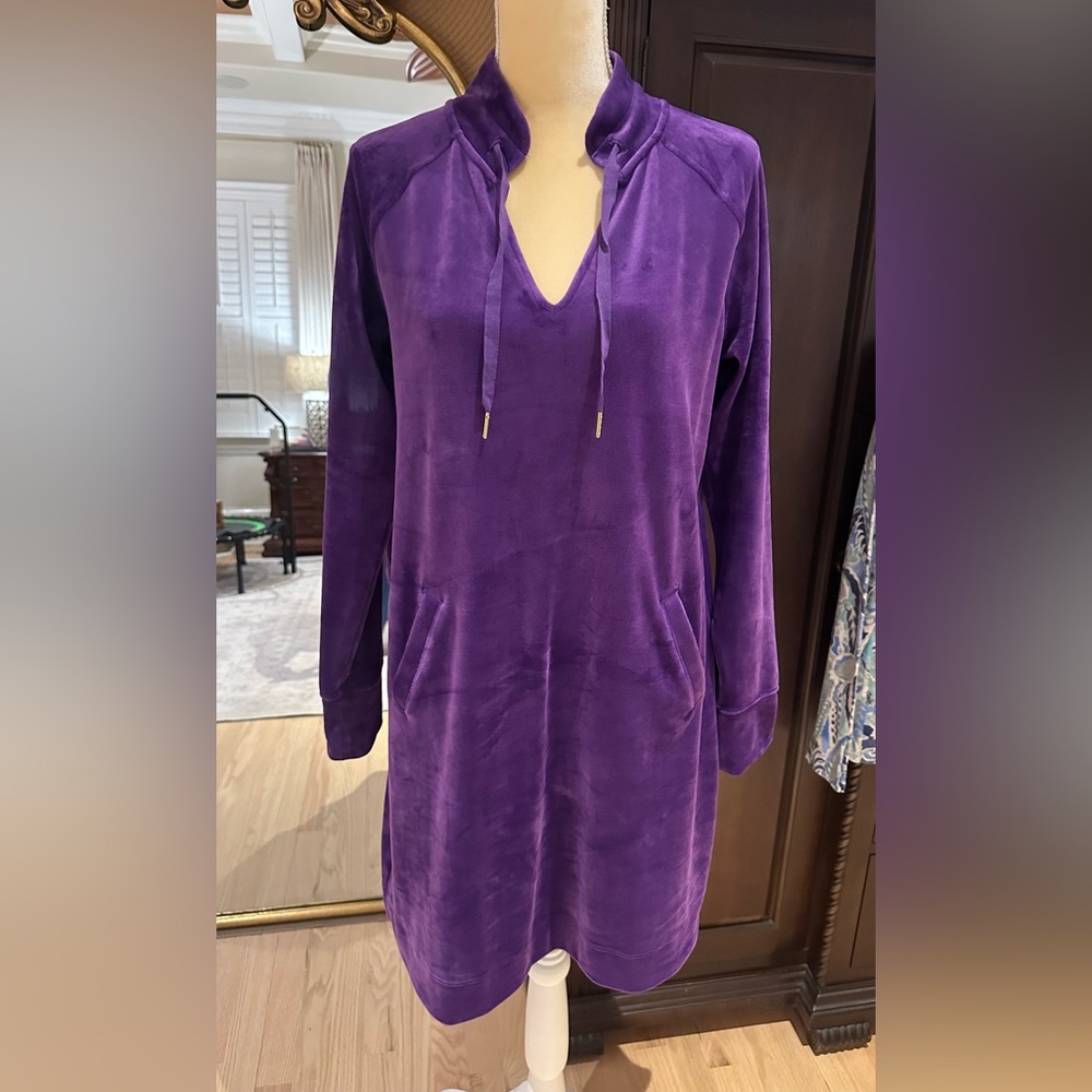 Lilly Pulitzer Purple Long Sleeve Velour Dress with pockets